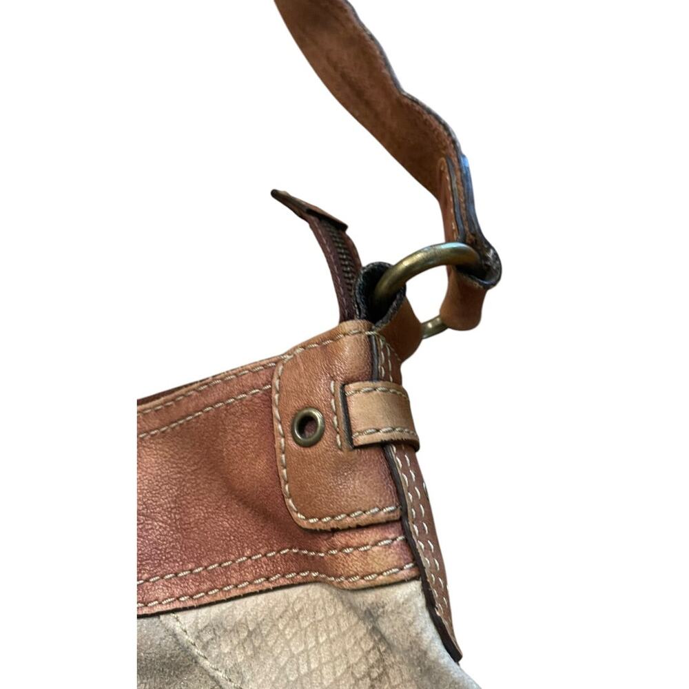 Fossil Leather Suede Purse Boho Patchwork Crossbody Shoulderbag - Picture 5 of 11